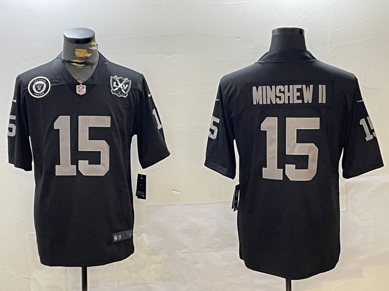 Men Oakland Raiders #15 Minshew ii Black 2024 Nike Limited NFL Jersey style 4